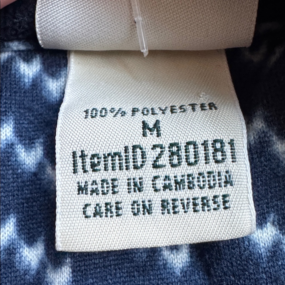 L.L. Bean | Fleece 1/4 Zip Birdseye Print Pullover in Navy Blue 280181 | Size M - Picture 8 of 9